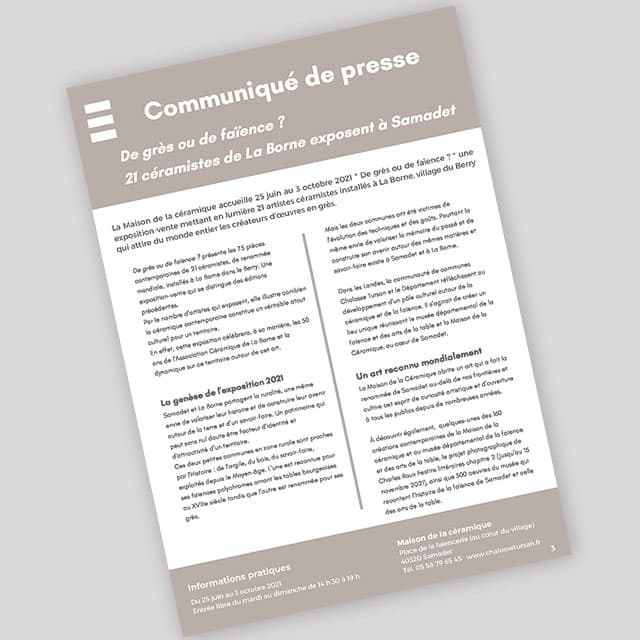 communiqué de presse maison de la céramique 2021